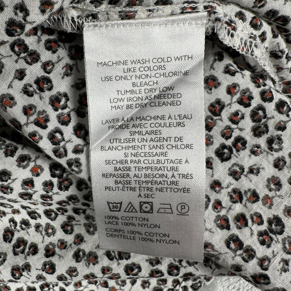 Anthropologie Blouse Women Small Gray Floral Lace Trim Boho Cottagecore Top‎ - Picture 5 of 6